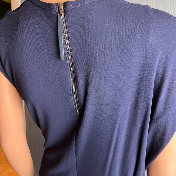 Helmut Lang Navy Blue Asymmetrical Knit Dress Petite Wrap Helix Jersey Knot - Picture 6 of 8